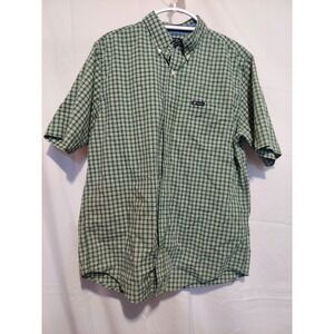 Chaps Est. 1978 Mens Green Plaid Short Sleeve Button Down Shirt Large